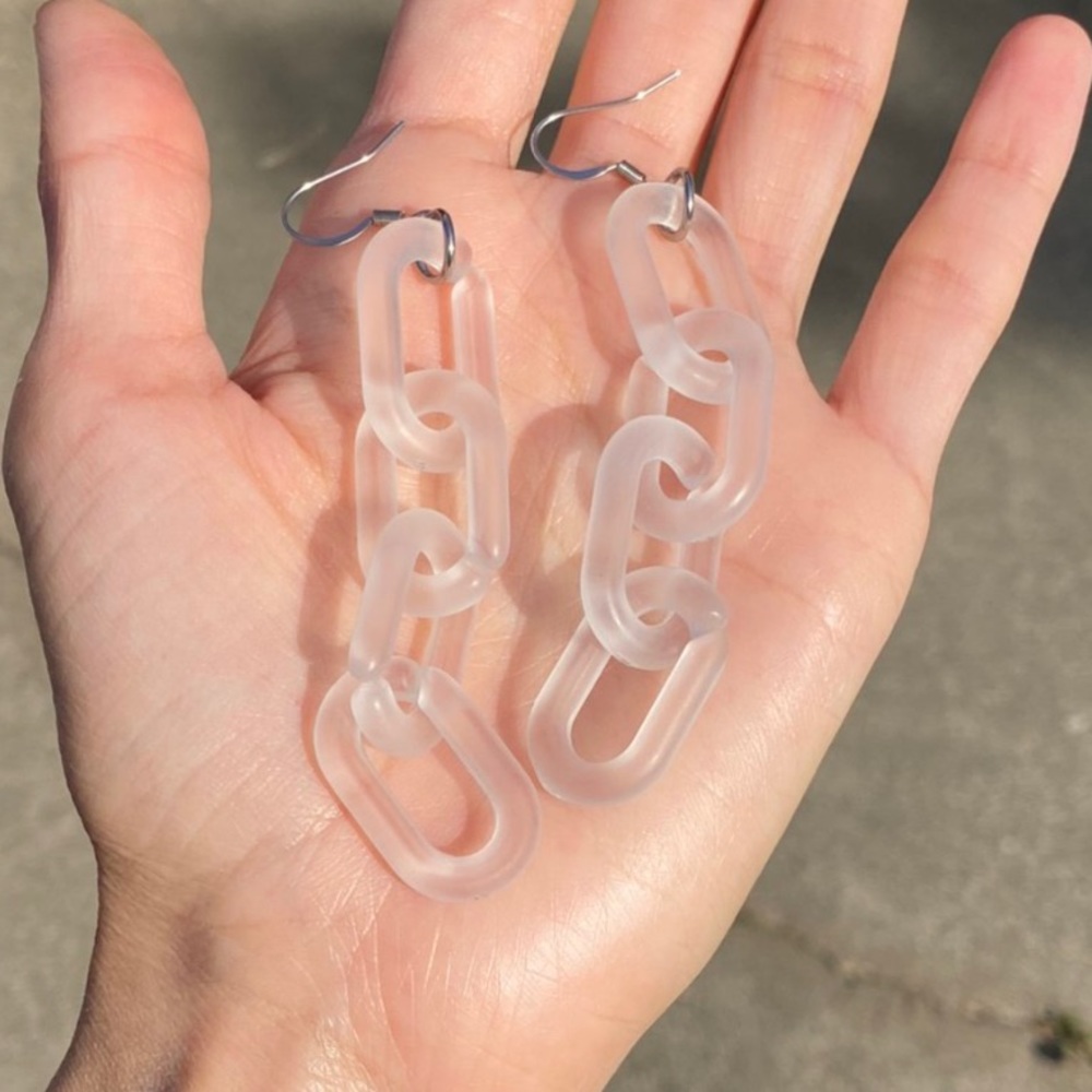 clear link dangle earrings